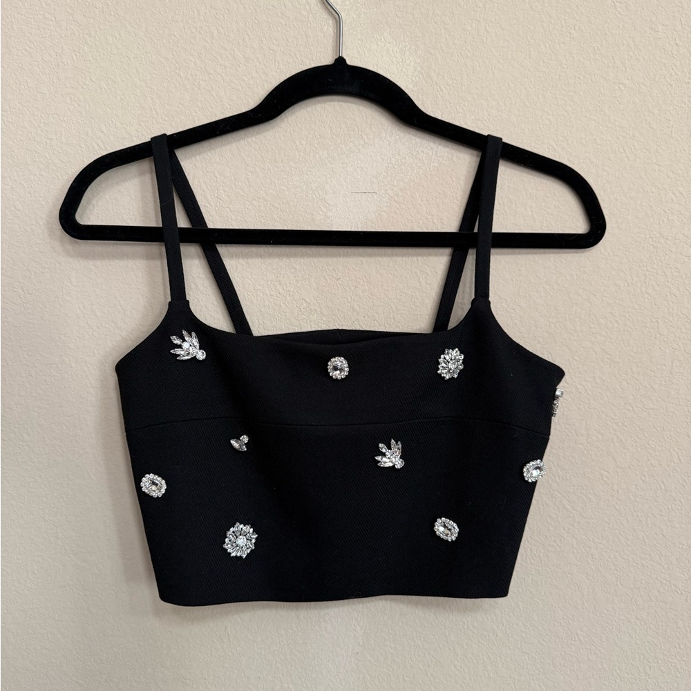 Maje Lifly Black Embellished Women's Crop Top